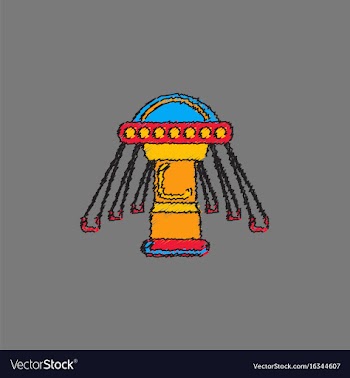 Merry-go-round icon in hatching style vector image