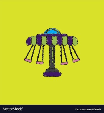 Merry-go-round icon in hatching style vector image