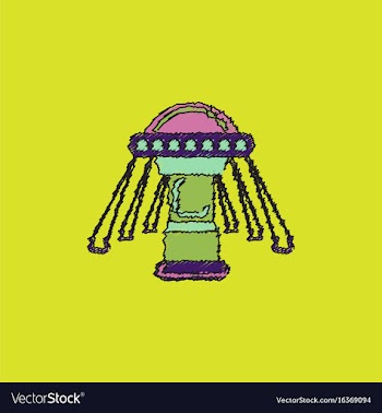 Merry-go-round icon in hatching style vector image