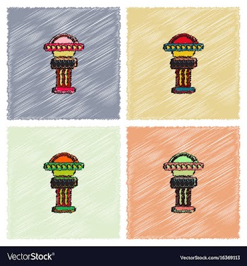 Merry-go-round icon in hatching style vector image