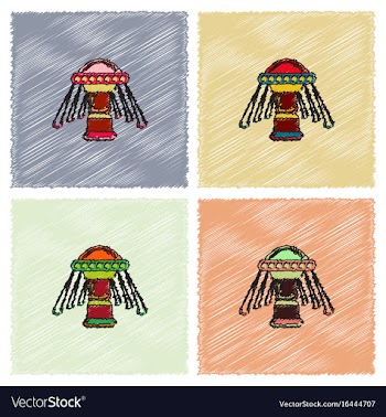 Merry-go-round icon in hatching style vector image