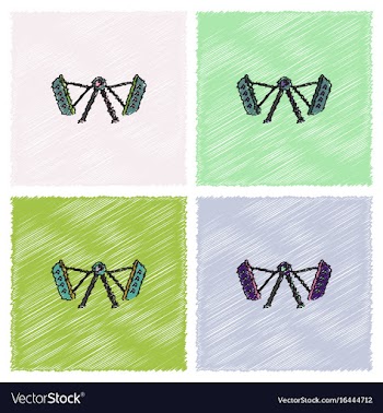 Merry-go-round icon in hatching style vector image