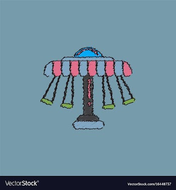 Merry-go-round icon in hatching style vector image