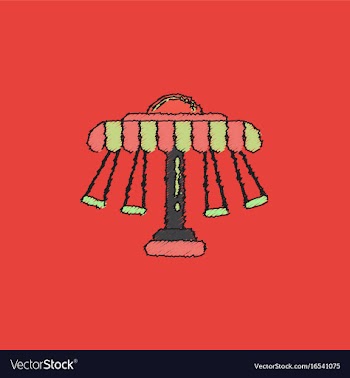 Merry-go-round icon in hatching style vector image