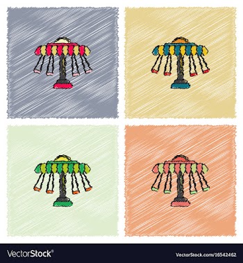 Merry-go-round icon in hatching style vector image