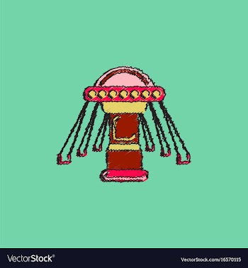 Merry-go-round icon in hatching style vector image