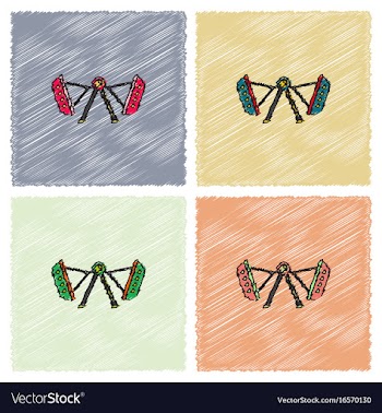 Merry-go-round icon in hatching style vector image