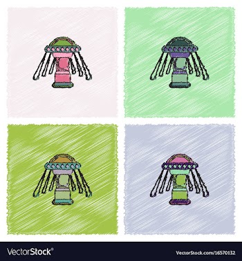 Merry-go-round icon in hatching style vector image