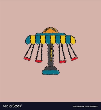 Merry-go-round icon in hatching style vector image