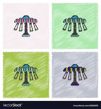 Merry-go-round icon in hatching style vector image