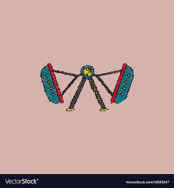 Merry-go-round icon in hatching style vector image