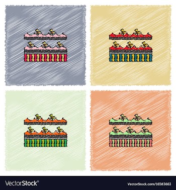Merry-go-round icon in hatching style vector image