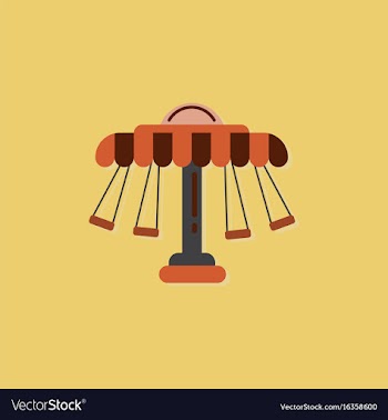 Merry-go-round icon in sticker style vector image