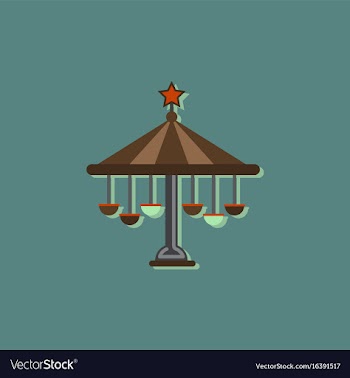 Merry-go-round icon in sticker style vector image