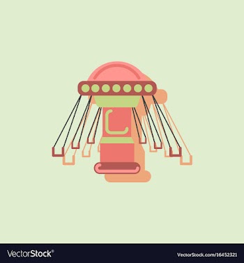 Merry-go-round icon in sticker style vector image