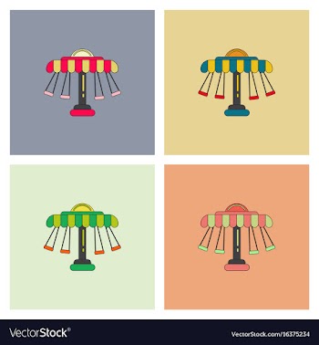 Merry-go-round icons collection vector image