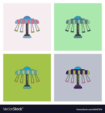 Merry-go-round icons collection vector image