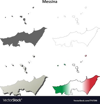 Messina blank detailed outline map set vector image