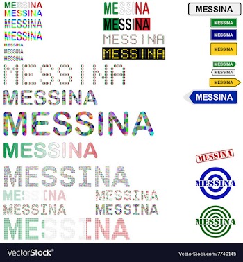 Messina text design set vector image