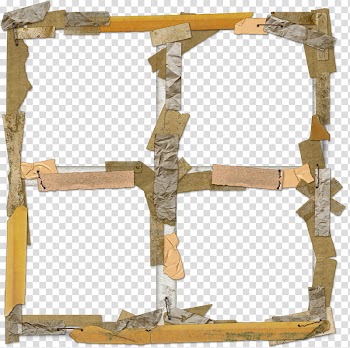 Messy Taped Vintage Frame, square brown and gray decorative frame transparent background PNG clipart