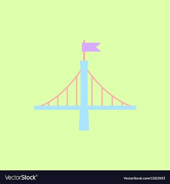 Metal bridge with flag vector image