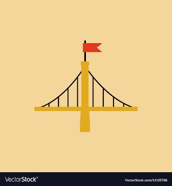 Metal bridge with flag vector image