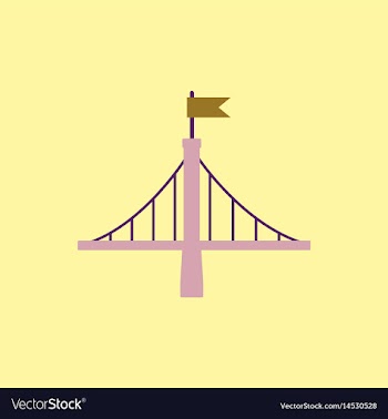 Metal bridge with flag vector image