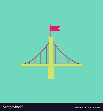 Metal bridge with flag vector image
