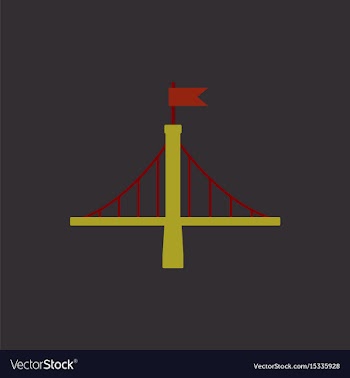 Metal bridge with flag vector image
