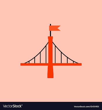 Metal bridge with flag vector image