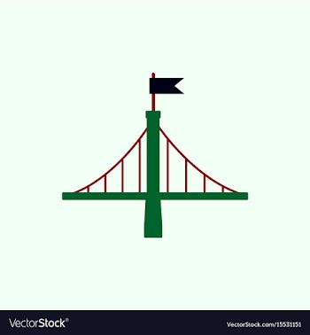 Metal bridge with flag vector image