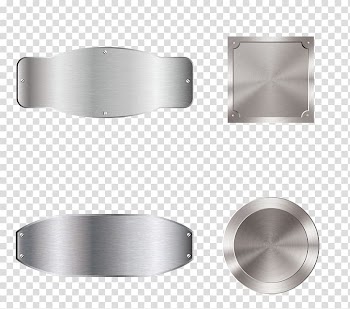 Metal Computer file, four hand-painted silver metal tag transparent background PNG clipart