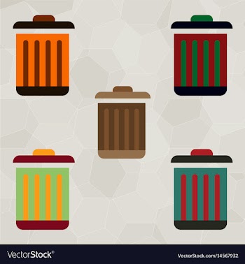 Metal garbage can set vector image