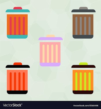 Metal garbage can set vector image