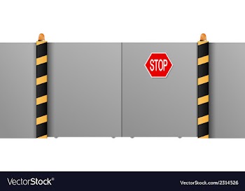Metal gate with a stop on a white background vector image