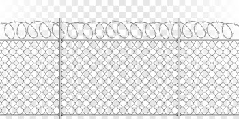 Metal mesh fence with steel spiral barbed wire Free Vector