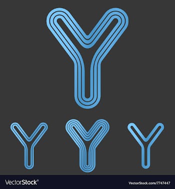 Metallic blue y letter logo design set vector image