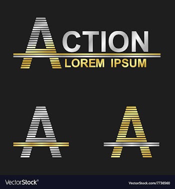Metallic business font design - letter A vector image