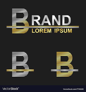 Metallic business font design - letter B vector image
