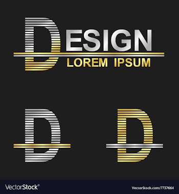 Metallic business font design - letter D vector image