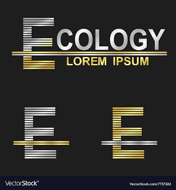 Metallic business font design - letter E vector image