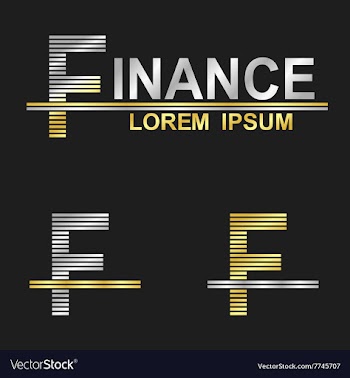 Metallic business font design - letter F vector image
