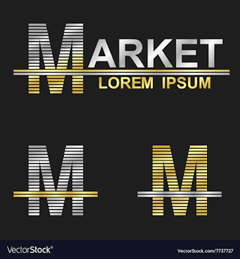 Metallic business font design - letter M vector image
