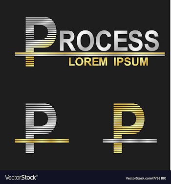 Metallic business font design - letter P vector image