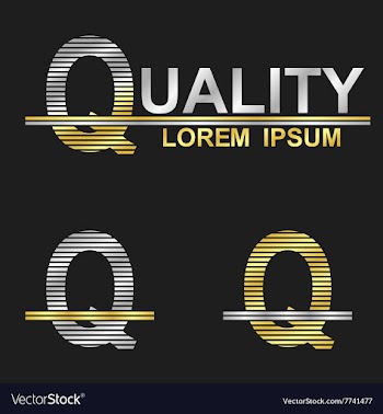 Metallic business font design - letter Q vector image