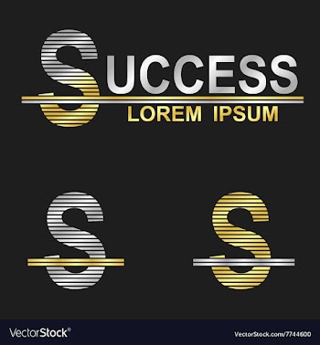 Metallic business font design - letter S vector image
