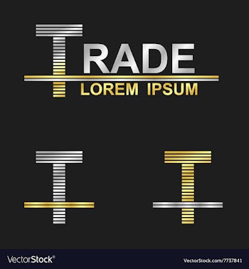 Metallic business font design - letter T vector image