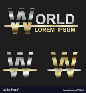 Metallic business font design - letter W vector image