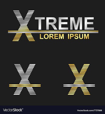 Metallic business font design - letter X vector image