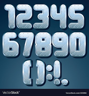  					Metallic Font Set of Shiny Silver Numbers vector image														